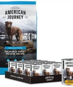 American Journey Chicken & Salmon Recipe Canned Food + Salmon & Sweet Potato Recipe Dry Dog Food